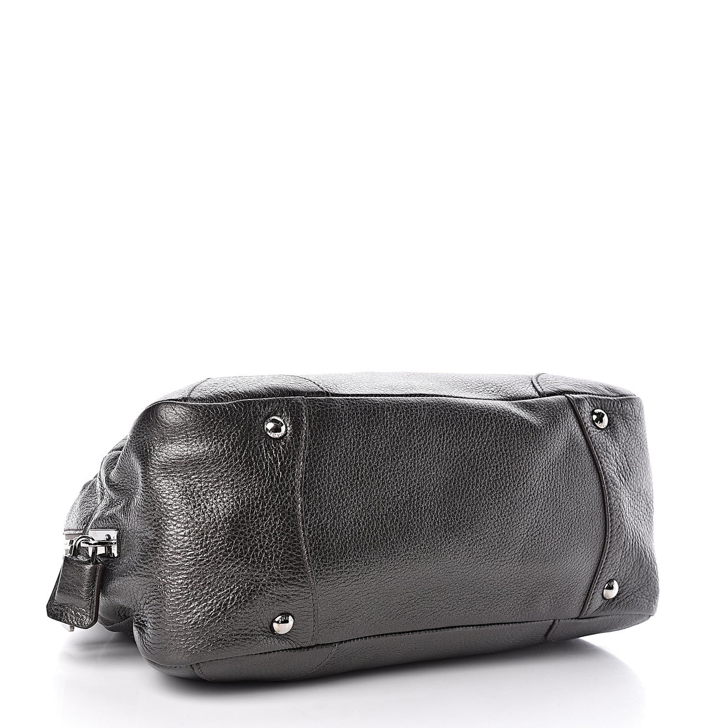 Metallic Cervo Dome Satchel Dark Grey