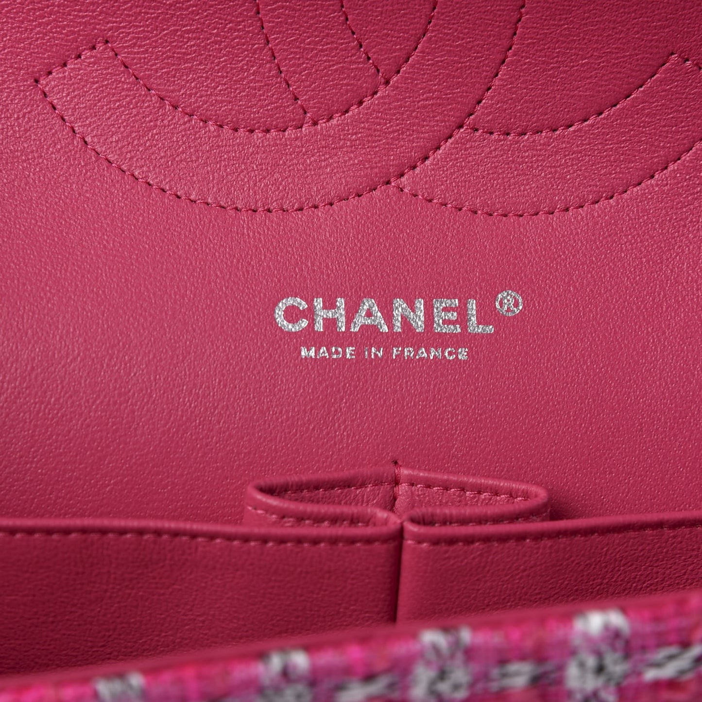 Tweed Quilted Jumbo Double Flap Hot Pink