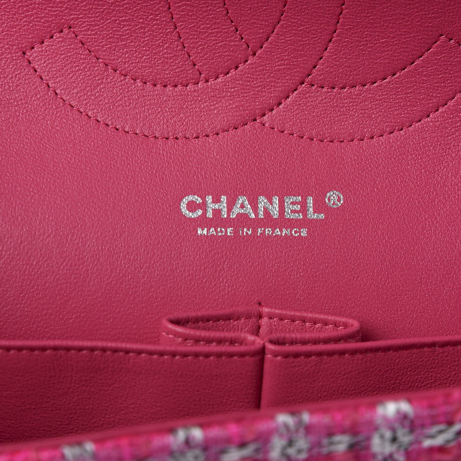 Chanel Tweed Quilted Jumbo Double Flap Hot Pink 7 of 9