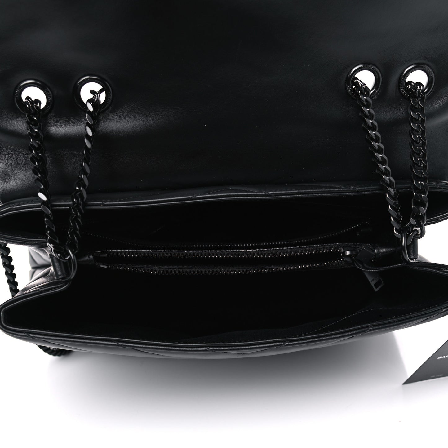 Calfskin Y Quilted Monogram Medium Loulou Chain Satchel Black