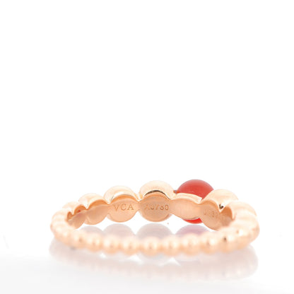 Van Cleef & Arpels 18K Rose Gold Carnelian Perlee Couleurs Ring 62 10 5 of 5