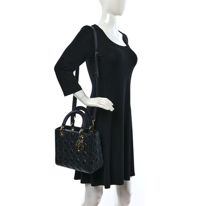 Christian Dior Lambskin Cannage Medium Lady Dior Black 2 of 10