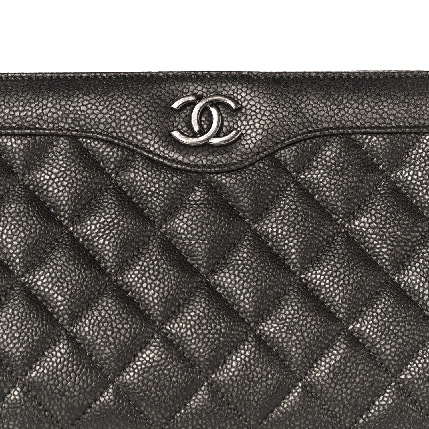 Chanel Metallic Caviar Quilted Clutch Dark Silver 8 of 10