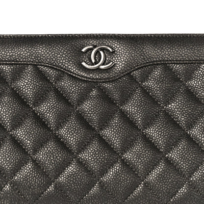 Chanel Metallic Caviar Quilted Clutch Dark Silver 8 of 10