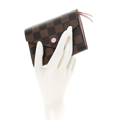 Louis Vuitton Damier Ebene Victorine Wallet Rose Ballerine 2 of 9