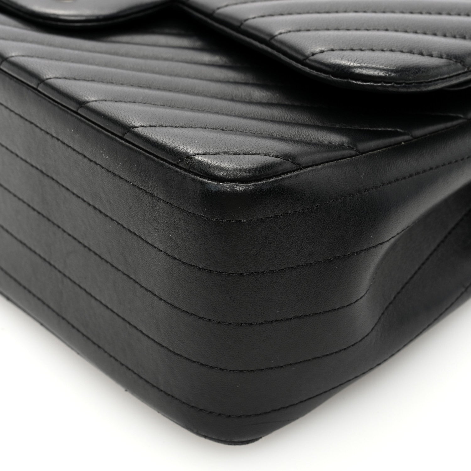 Chanel Lambskin Chevron Quilted Jumbo Double Flap Black 10 of 10