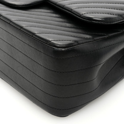Chanel Lambskin Chevron Quilted Jumbo Double Flap Black 10 of 10