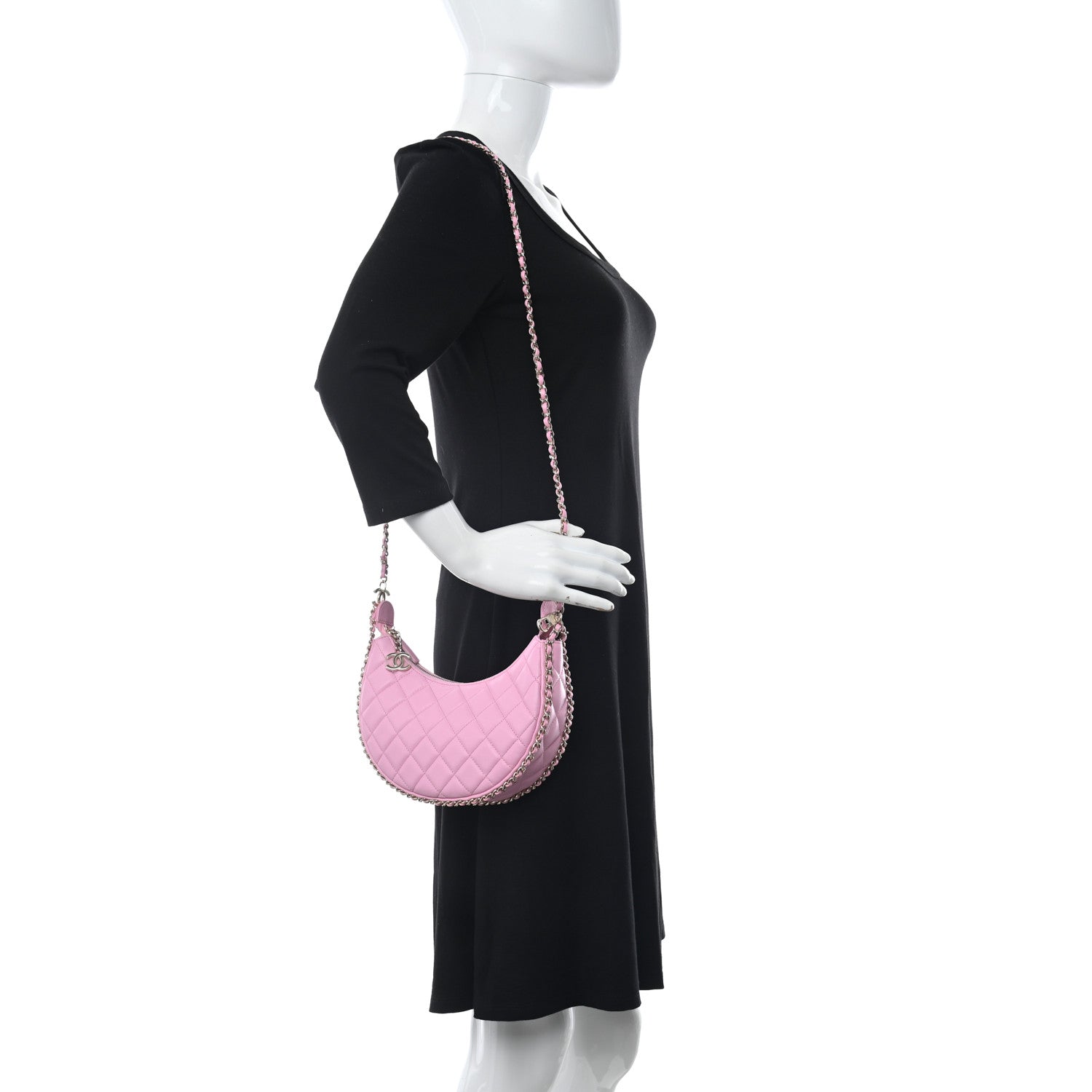 Chanel Lambskin Quilted Small Hobo Bag Pink 2 of 11