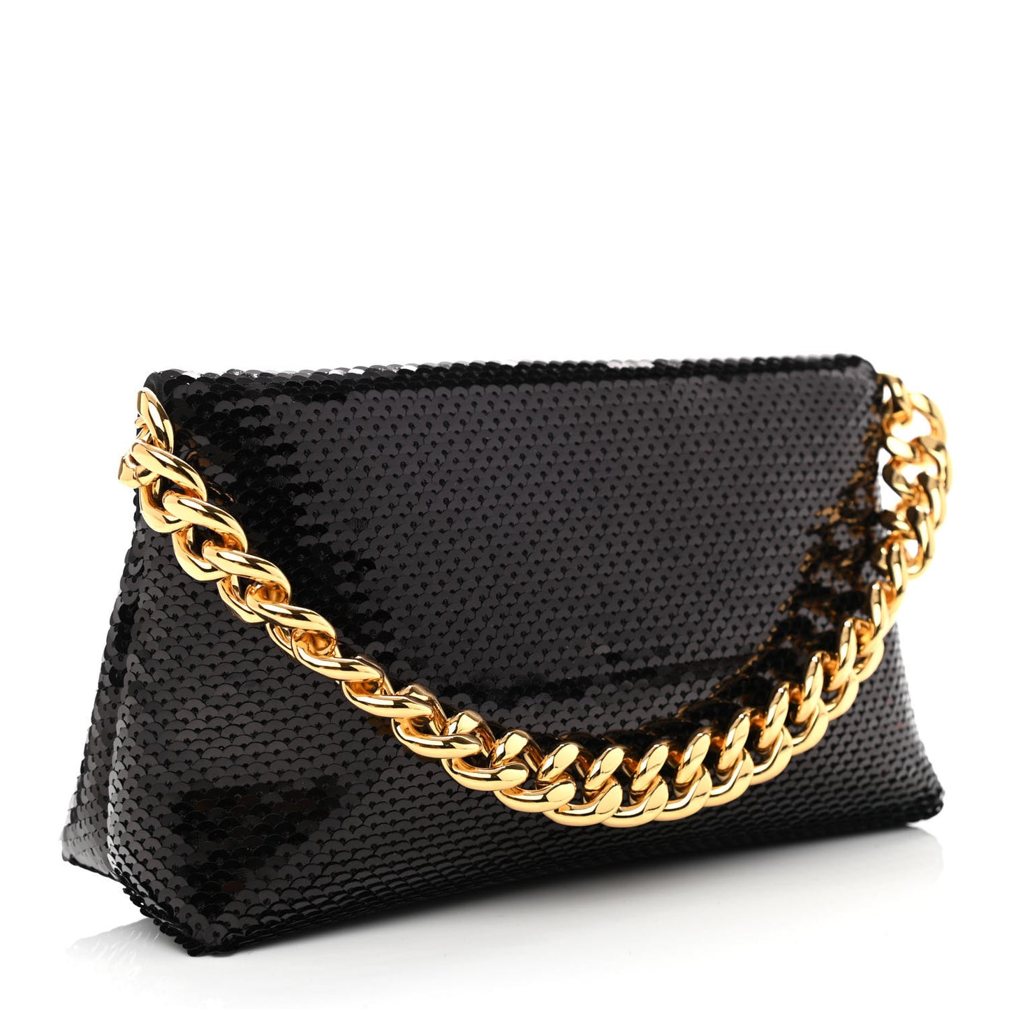 Sequin Mini Label Shoulder Bag Black