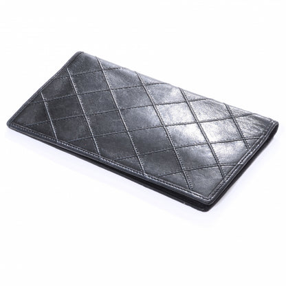 Chanel Leather Quilted Checkbook Wallet Black 4 of 8