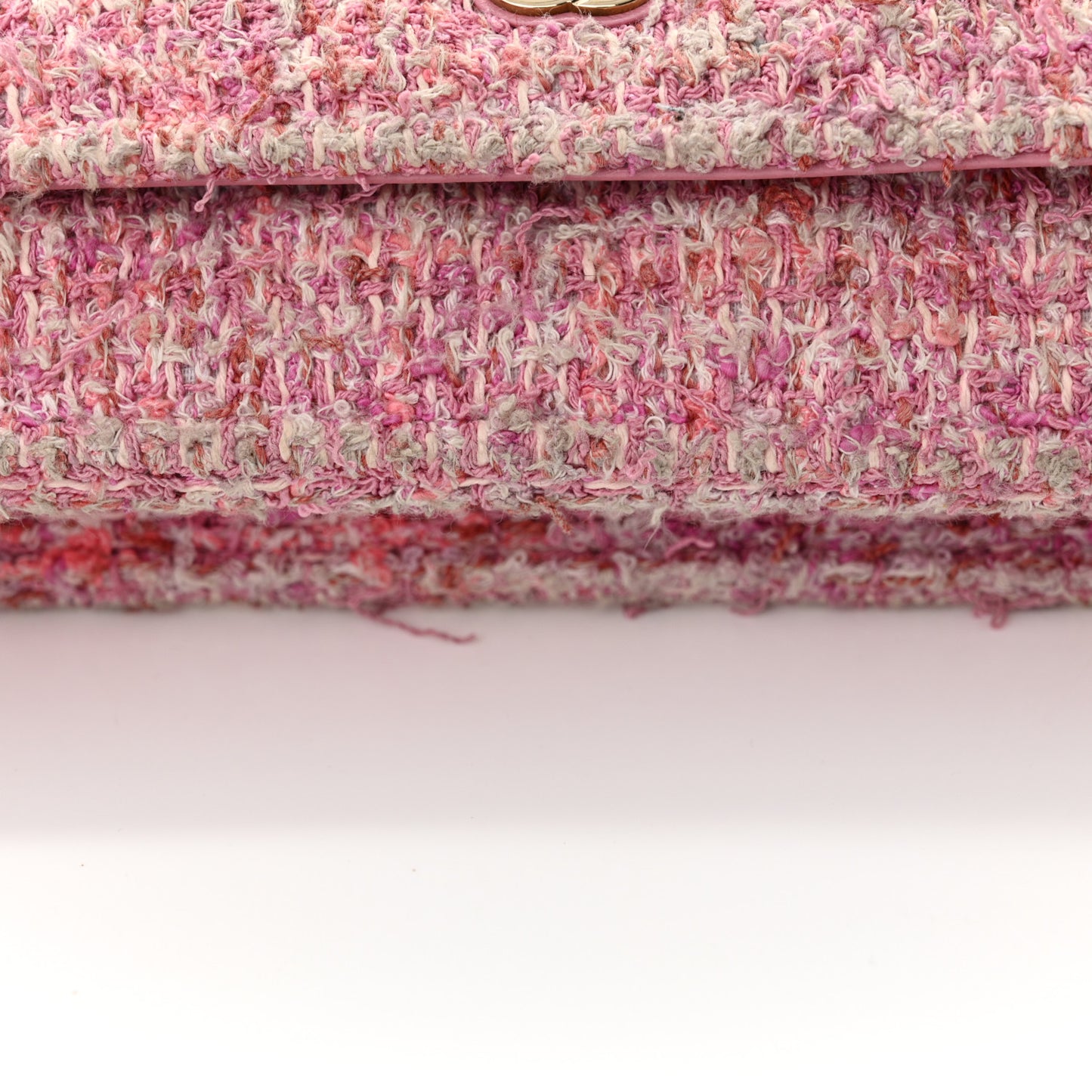 Tweed Quilted Wallet On Chain WOC Pink