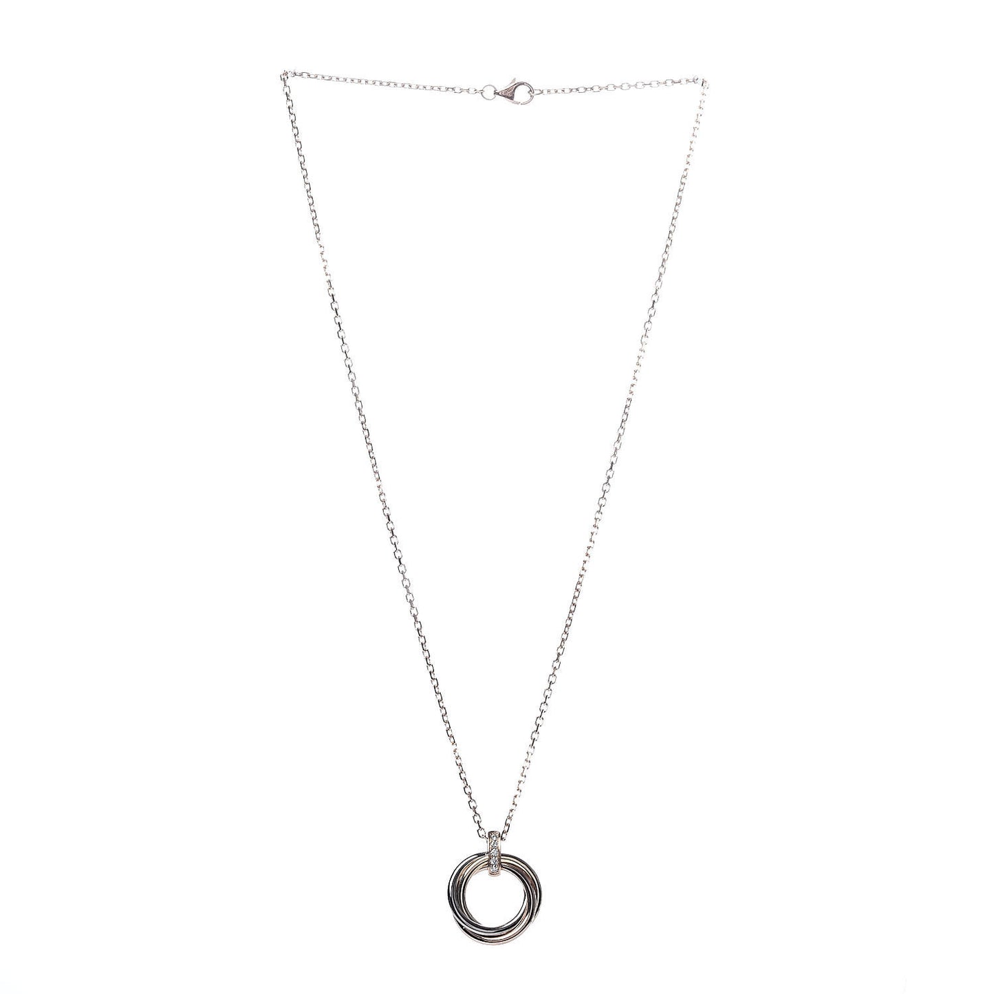 18K Pink White Yellow Gold Diamond Trinity Pendant Necklace
