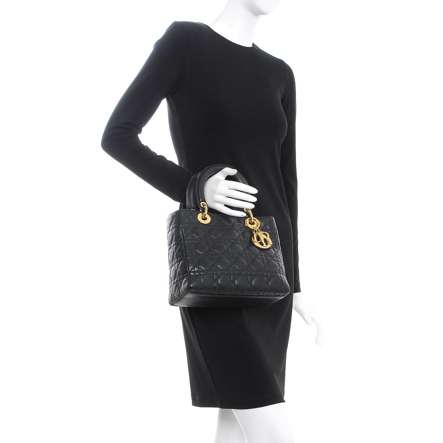 Lambskin Cannage Medium Lady Dior Black