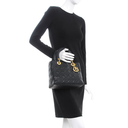 Christian Dior Lambskin Cannage Medium Lady Dior Black 3 of 12
