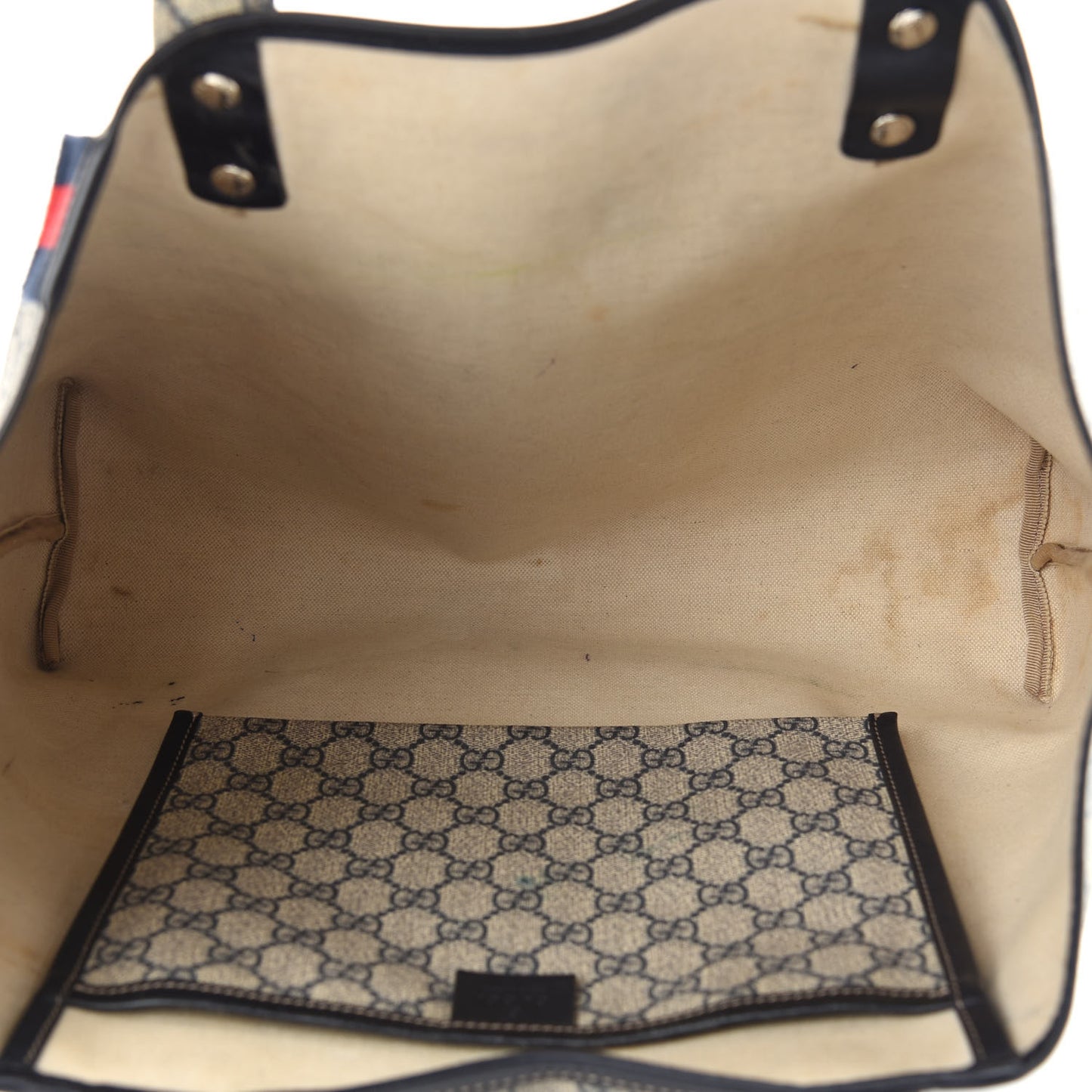 GG Plus Monogram Medium Signature Web Loop Tote Navy