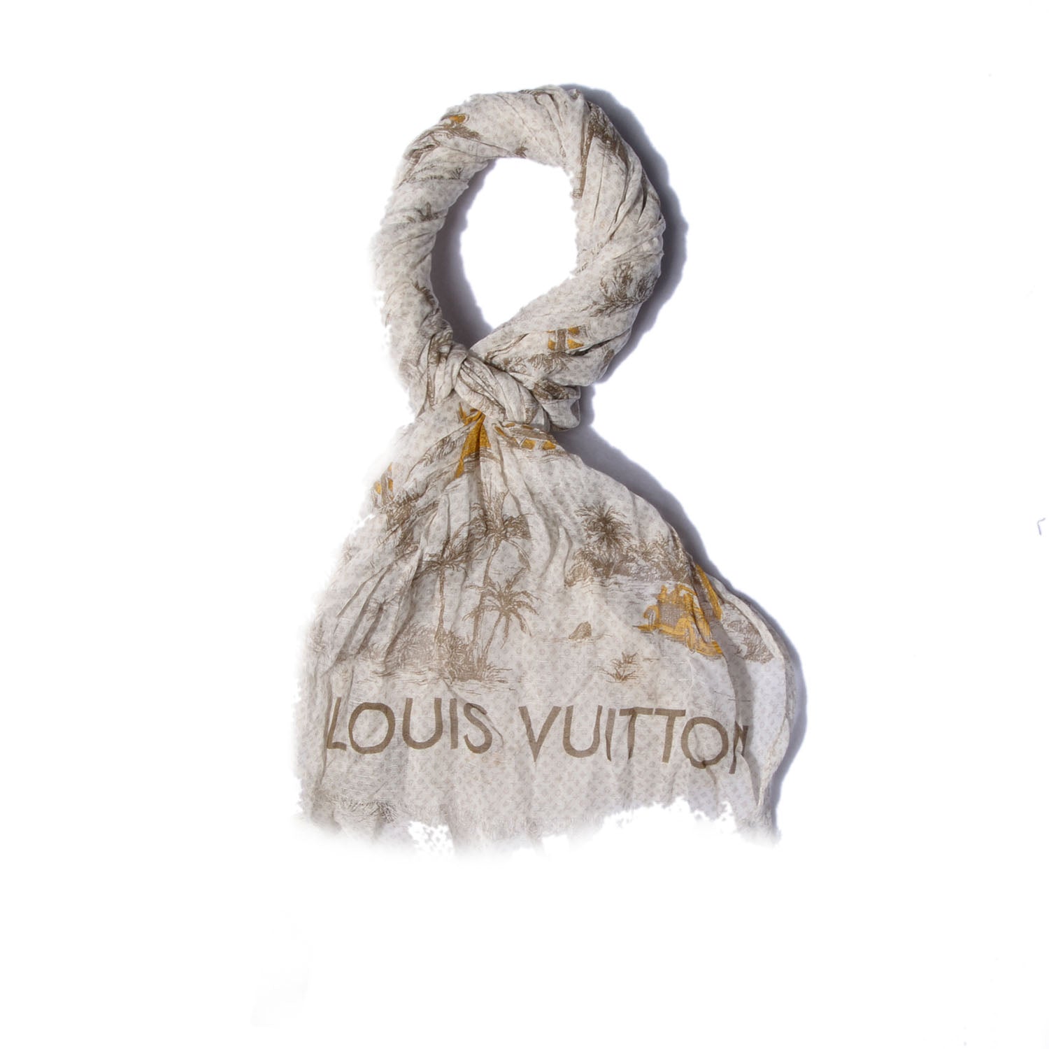 Louis Vuitton Cotton Linen Toile Etole De Louis Pareo Beige 1 of 7