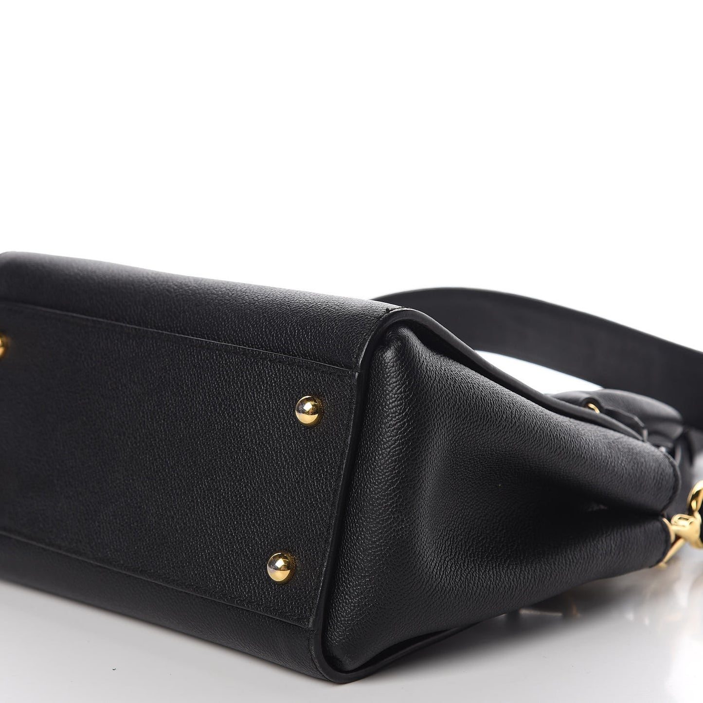 Soft Grain Calfskin Small Buckle Tote Black