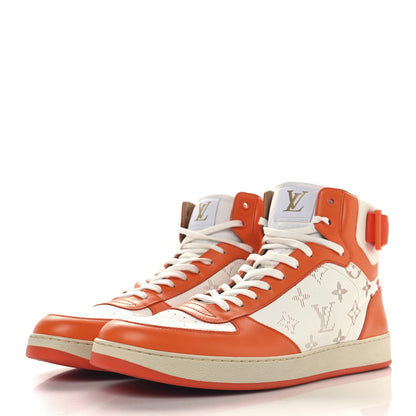 Louis Vuitton Calfskin Monogram Rivoli High Top Sneakers 10 Orange 3 of 9