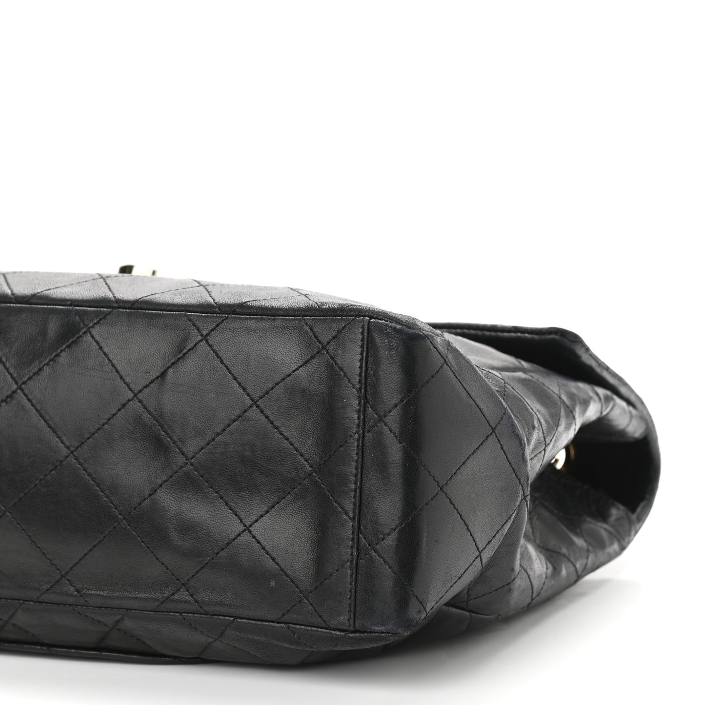Lambskin Quilted XL Jumbo Single Flap Black