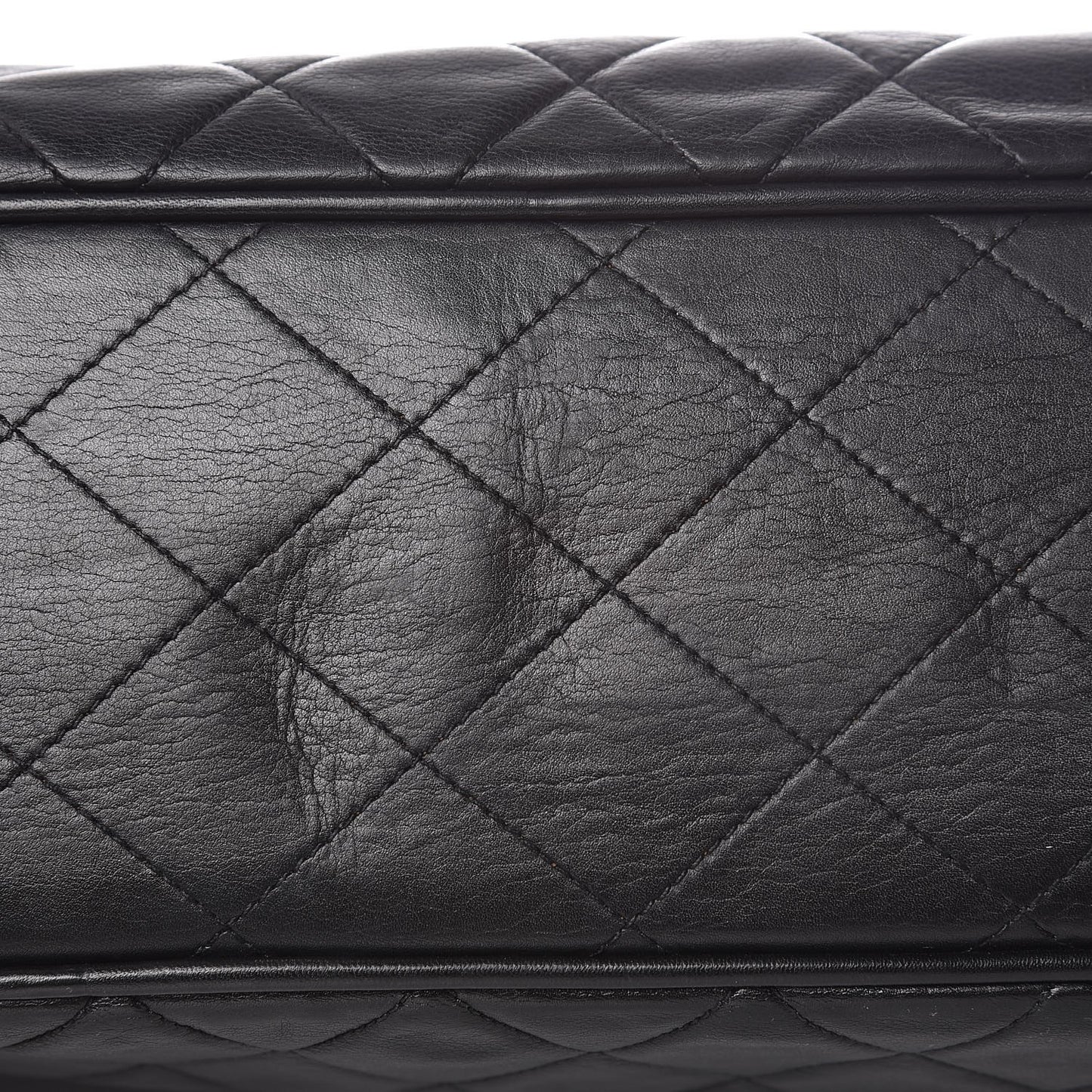 Lambskin Quilted Shopping Tote Black