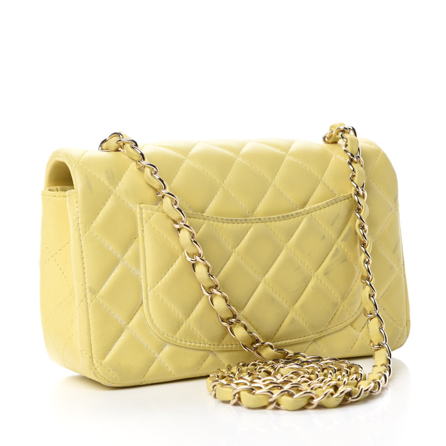 Chanel Lambskin Quilted Mini Rectangular Flap Light Yellow 3 of 19