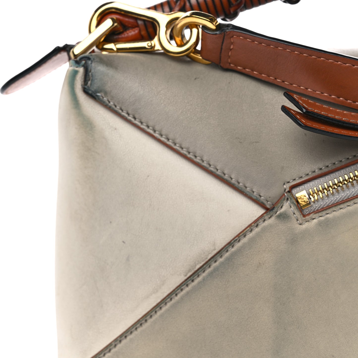 Calfskin Small Puzzle Edge Bag Ghost Soft White