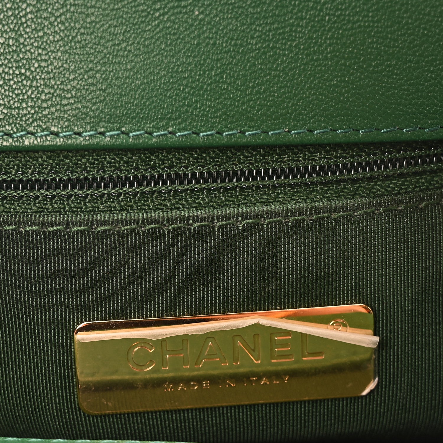 Chanel Lambskin Quilted Small Chain Infinity Top Handle Flap Dark Green 6 of 10