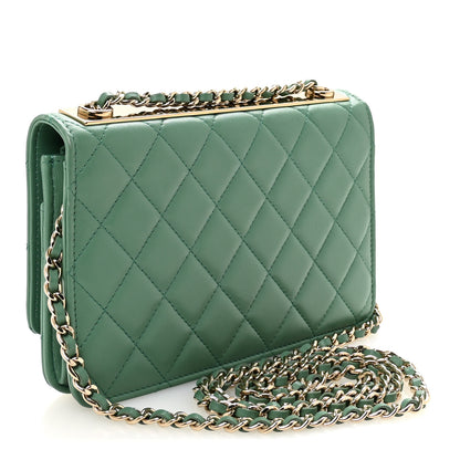 Chanel Lambskin Quilted Trendy CC Wallet On Chain WOC Green 3 of 11