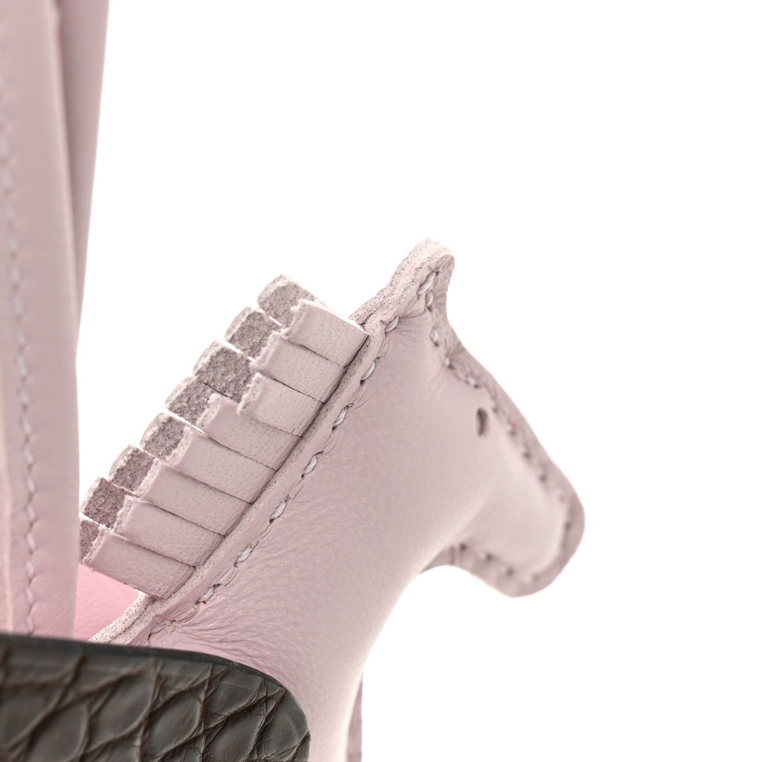 Hermes Milo Lambskin Matte Alligator Touch Grigri Rodeo Pegase Horse Bag Charm PM Mauve Pale Ebene 5 of 7