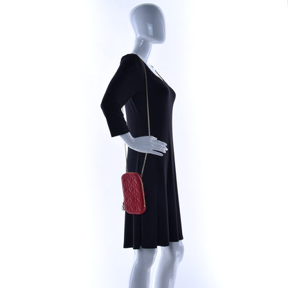 Christian Dior Lambskin Cannage Dioramour Lady Dior Phone Holder Bright Red 3 of 11
