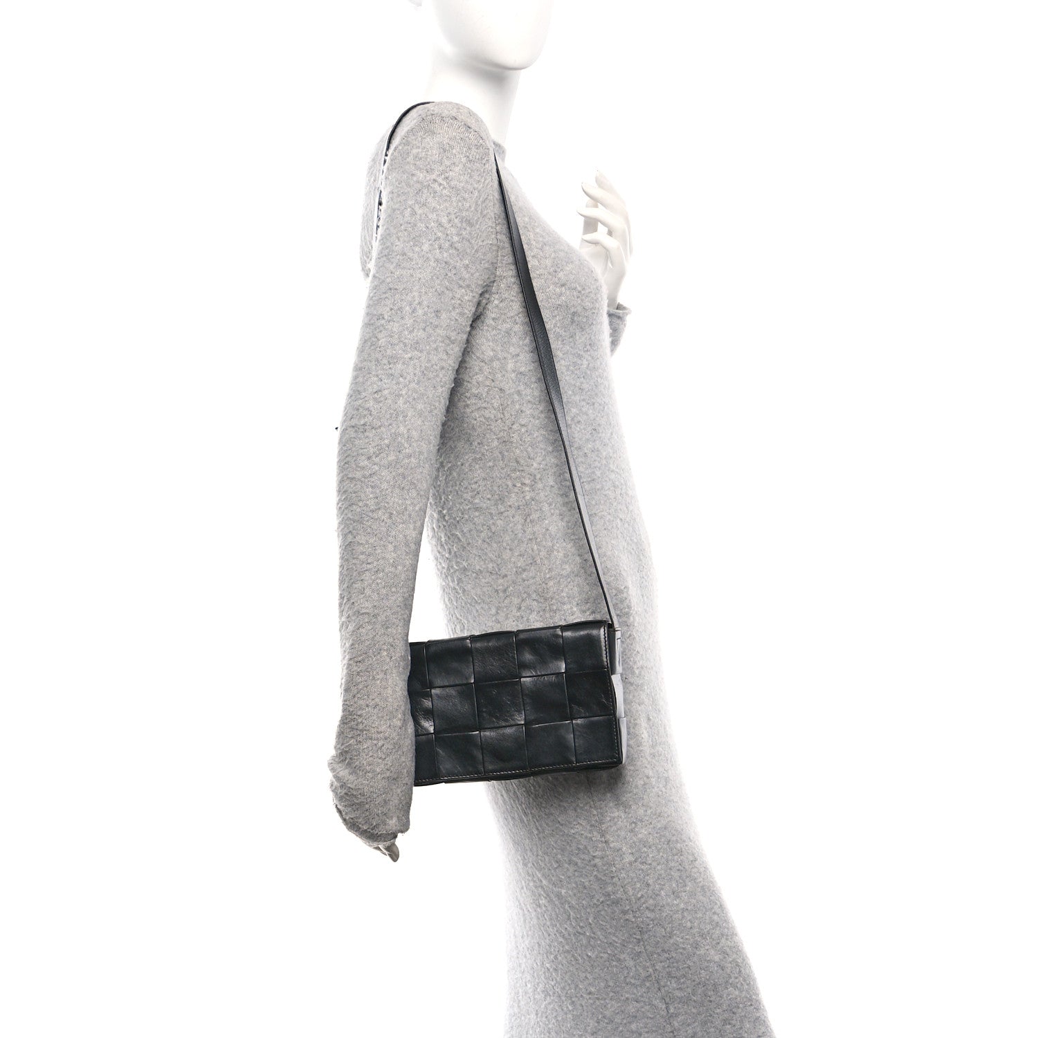 Bottega Veneta Paper Calfskin Maxi Intreccio Cassette Crossbody Bag Black 2 of 10