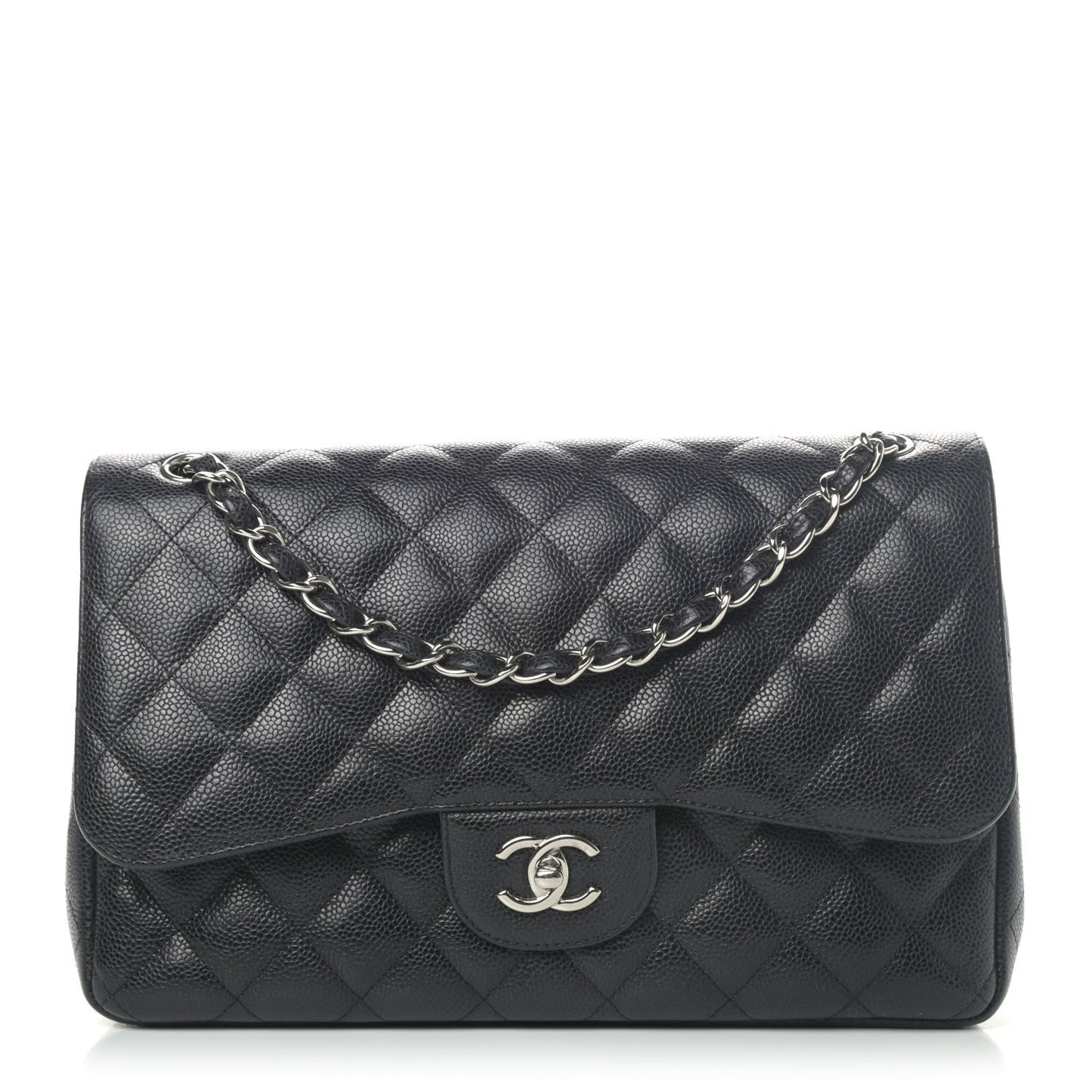Caviar Quilted Jumbo Double Flap Black
