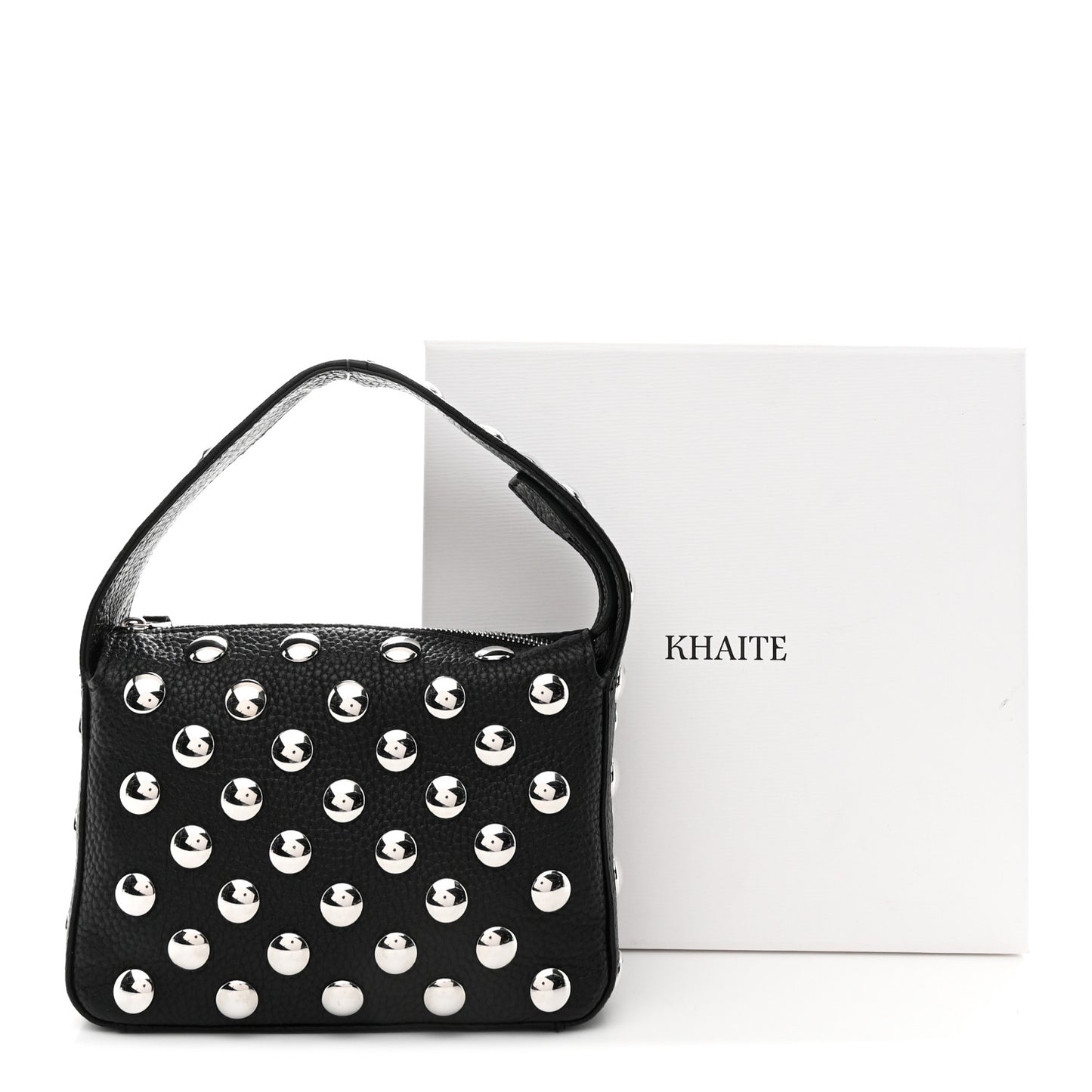 Pebbled Sport Calfskin Studded Small Elena Black