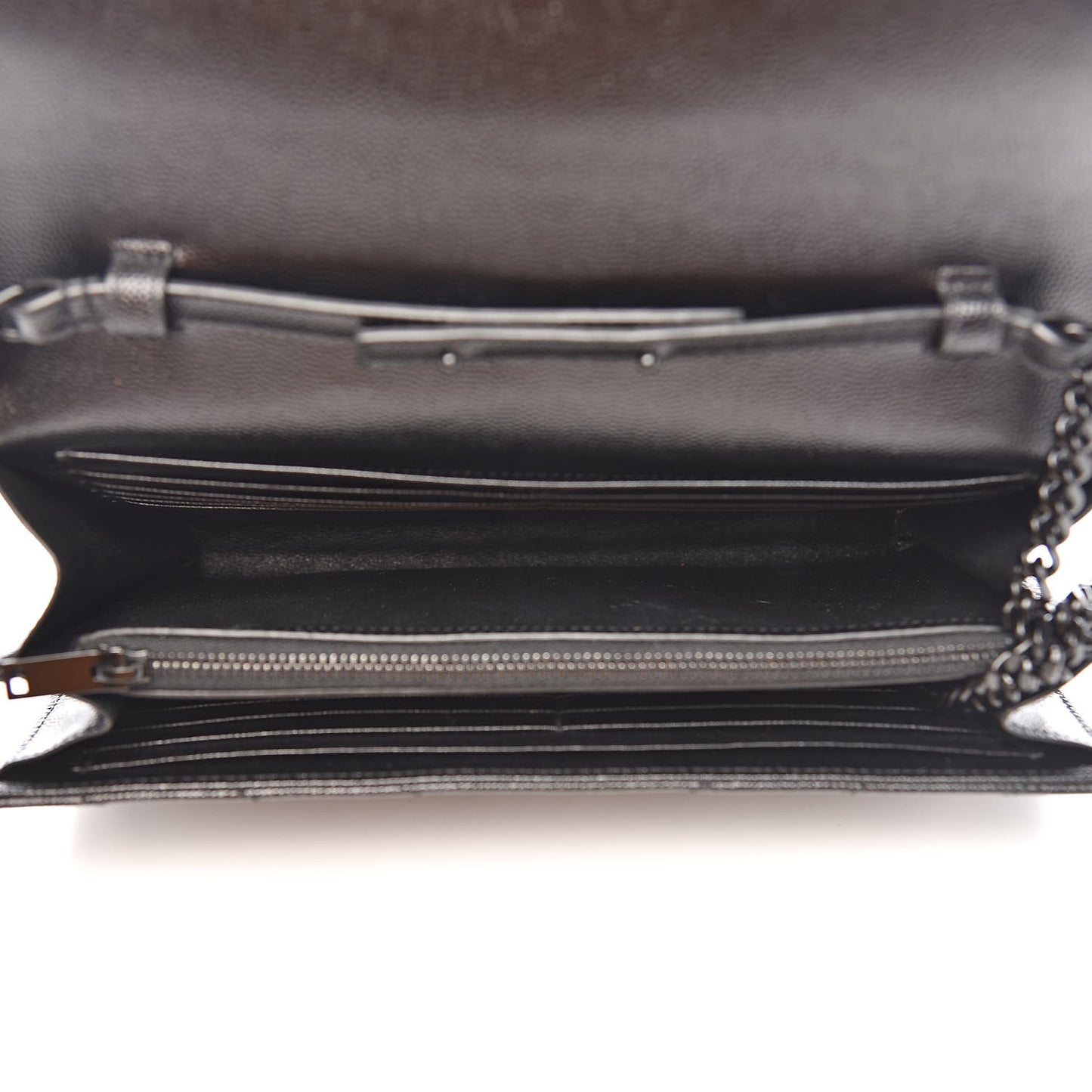 Grain De Poudre Matelasse Chevron Monogram Chain Wallet Black