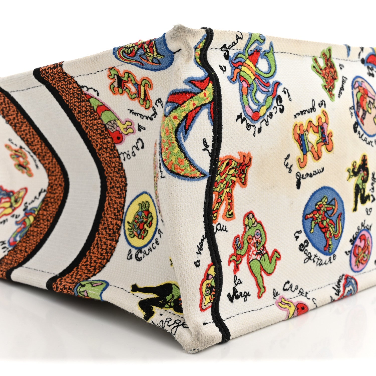 Christian Dior Canvas Embroidered Dragon Zodiac Medium Book Tote White Multicolor 9 of 13