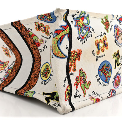 Christian Dior Canvas Embroidered Dragon Zodiac Medium Book Tote White Multicolor 9 of 13