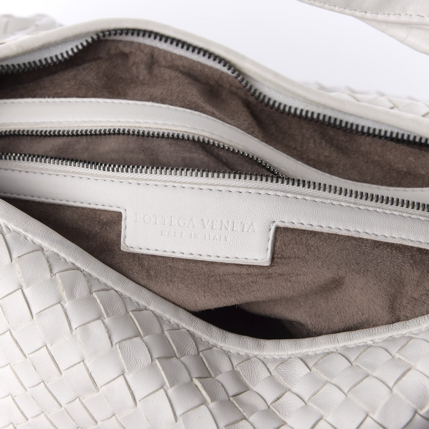 Nappa Intrecciato Large Veneta Hobo White