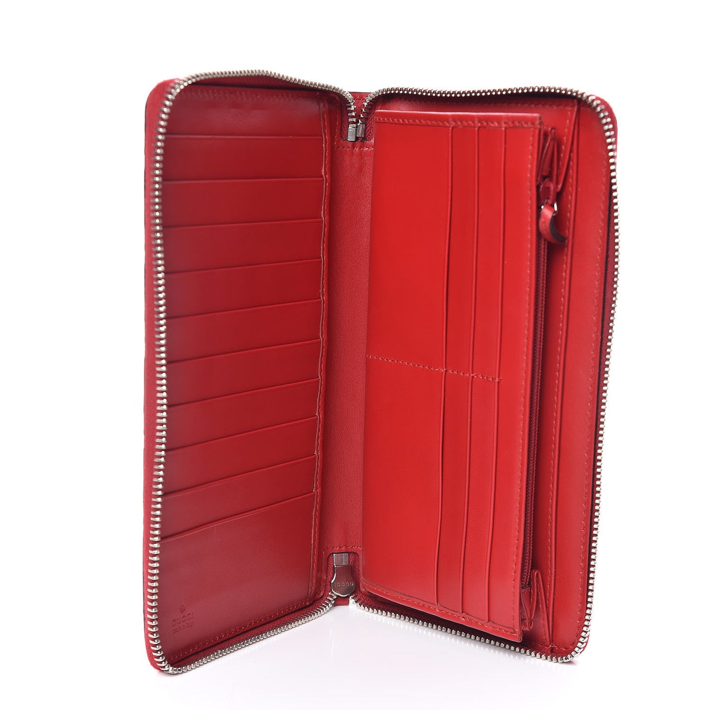 Guccissima Signature Zip Around Organizer Wallet Hibiscus Red
