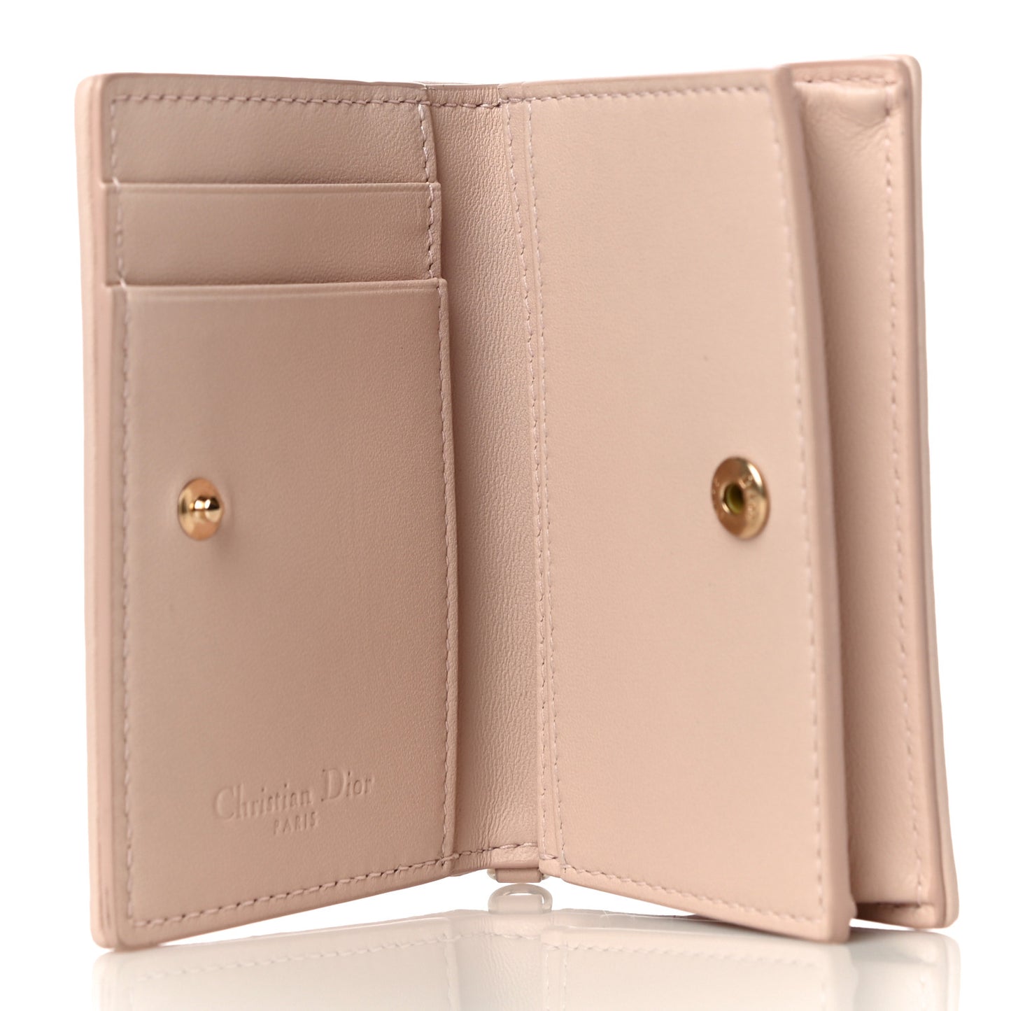 Lambskin Cannage Small Lady Dior Flap Card Holder Light Pink