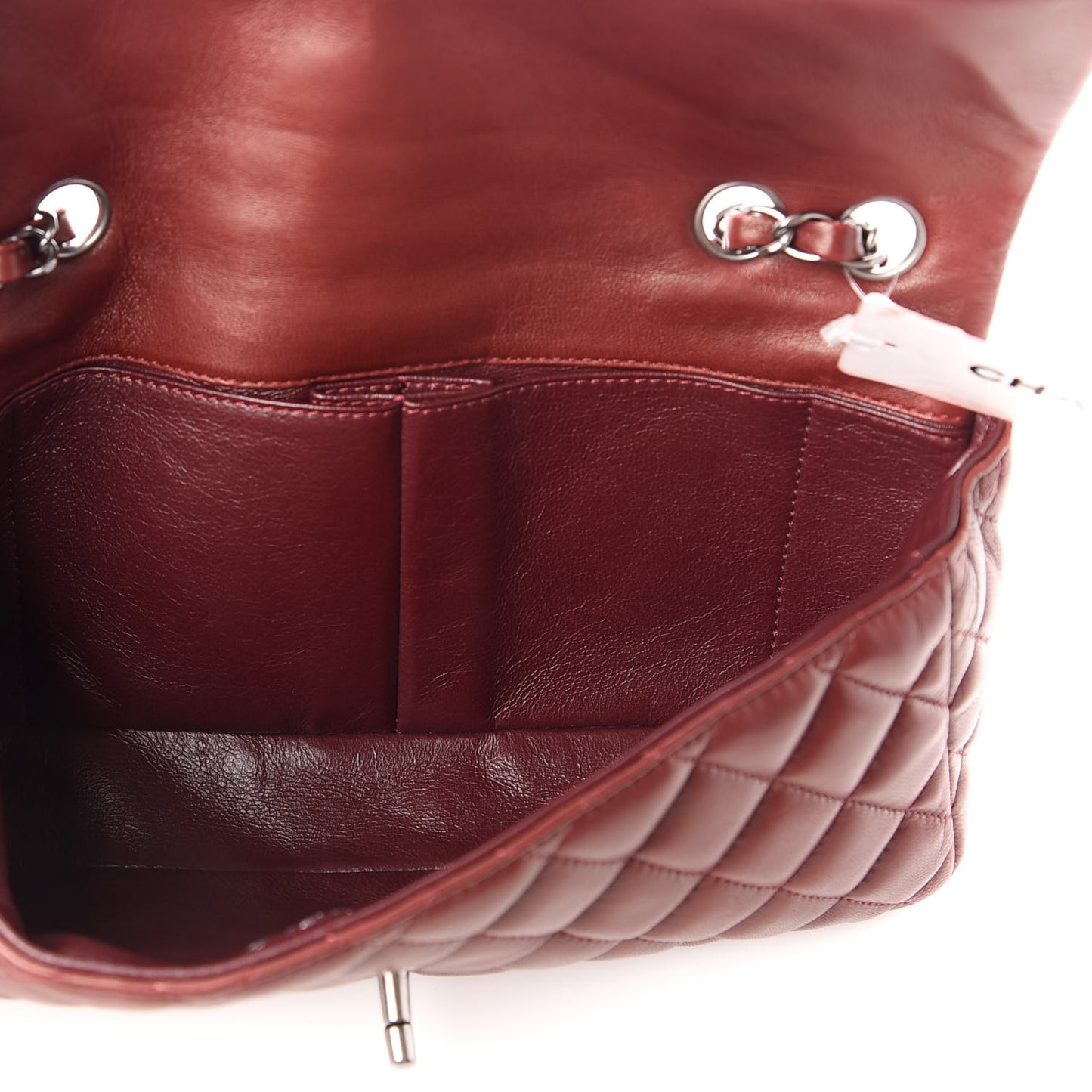 Lambskin Quilted East West Flap Dark Red