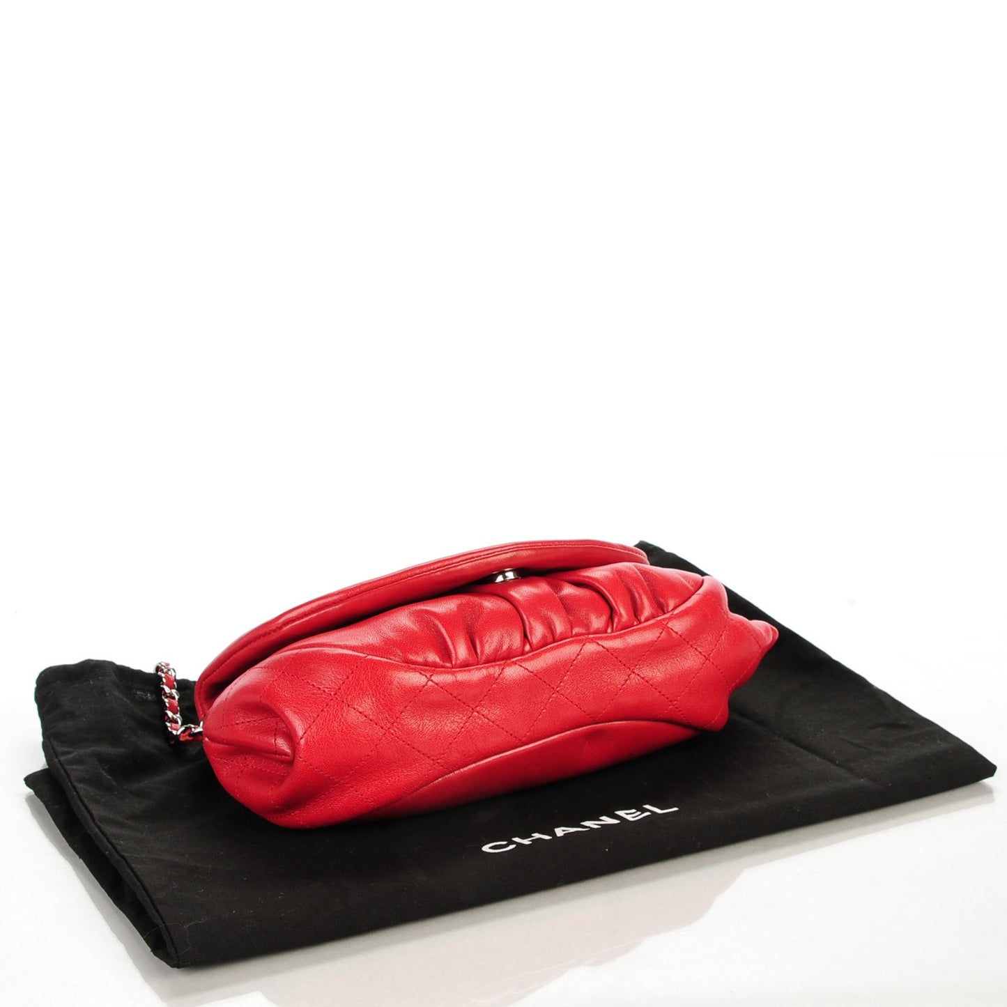 Lambskin Half Moon Wallet On Chain WOC Red