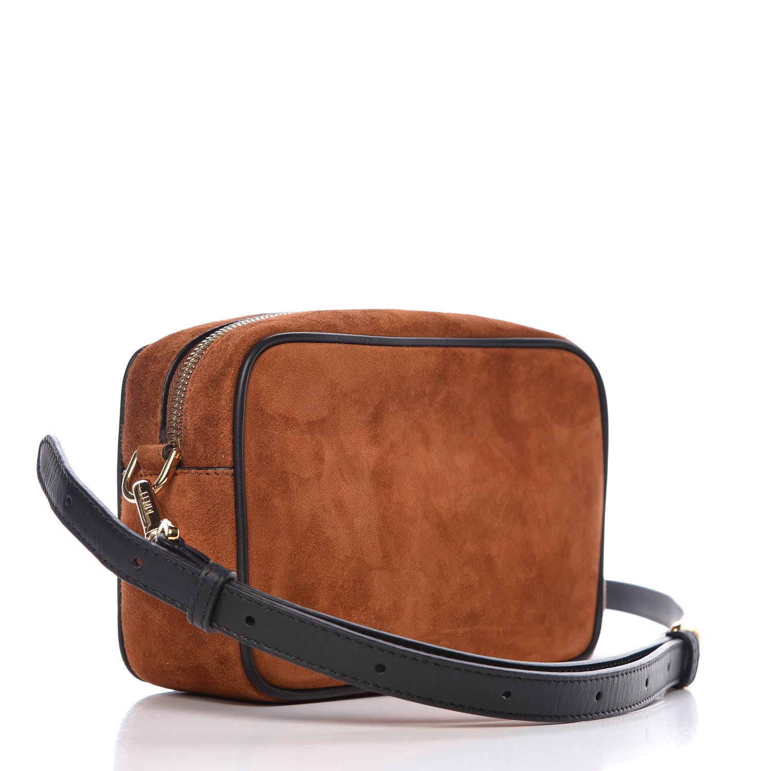 Fendi Suede Goatskin Stamp Patch Mini Camera Case Cuoio Black 3 of 9