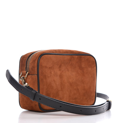 Fendi Suede Goatskin Stamp Patch Mini Camera Case Cuoio Black 3 of 9