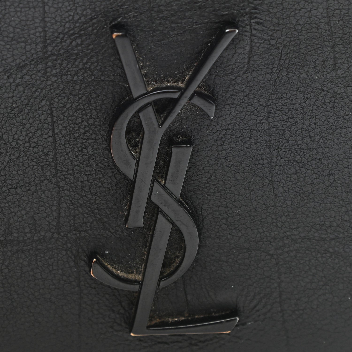 Saint Laurent Calfskin Crocodile Embossed Monogram Bifold Wallet Black 8 of 11