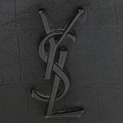 Saint Laurent Calfskin Crocodile Embossed Monogram Bifold Wallet Black 8 of 11