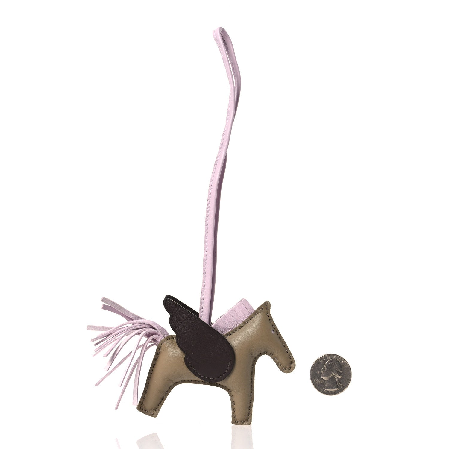 Hermes Milo Lambskin Grigri Rodeo Pegase Horse Bag Charm PM Beige Marfa Mauve Pale Moka 2 of 5