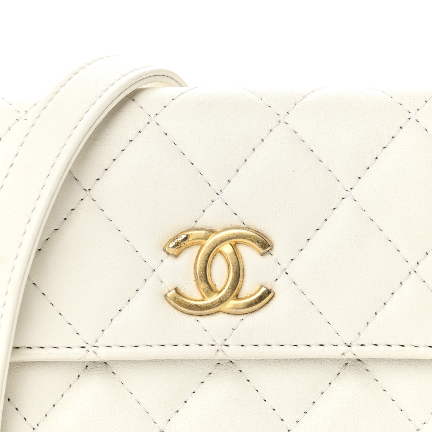 Chanel Calfskin Quilted About Pearls Card Holder Flap With Chain White 9 of 11