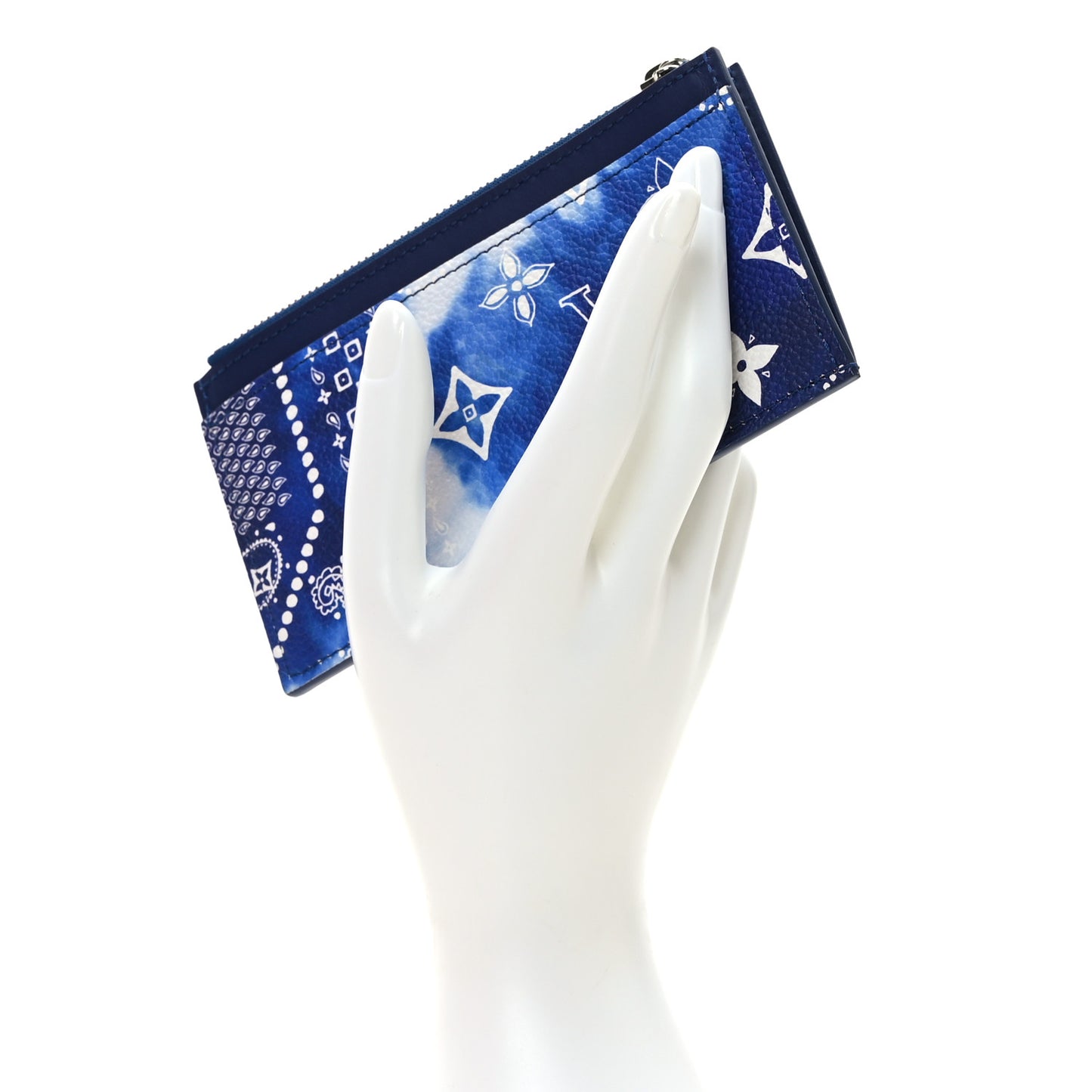 Cowhide Monogram Bandana Coin Card Holder Blue