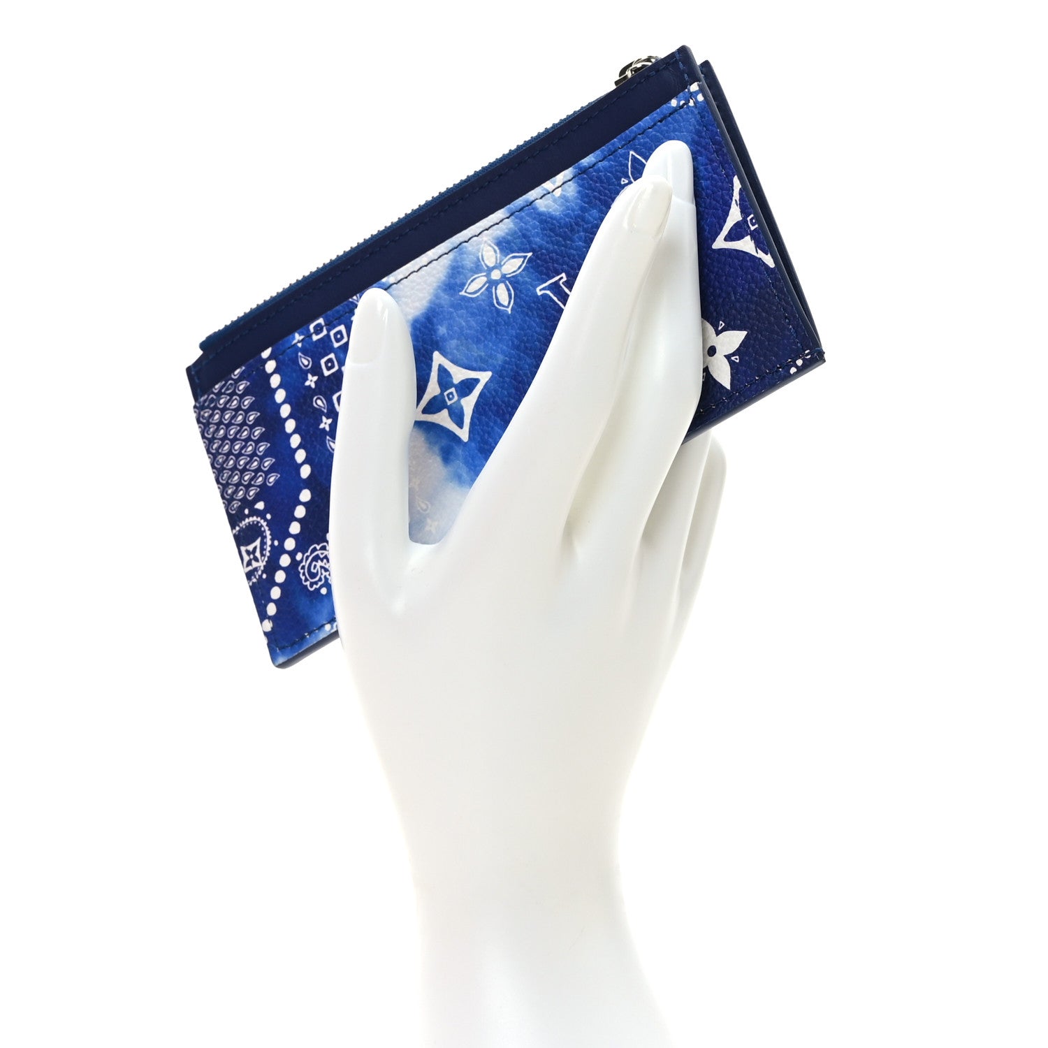 Louis Vuitton Cowhide Monogram Bandana Coin Card Holder Blue 2 of 7