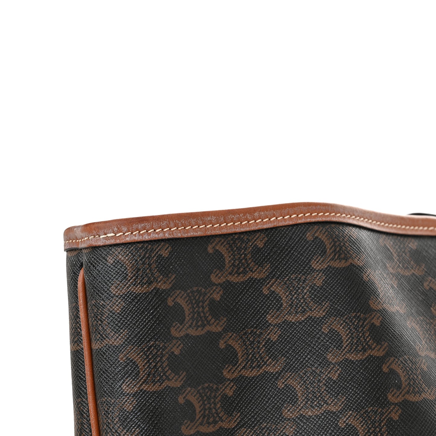 Triomphe Canvas Calfskin Medium Cabas Bag Tan